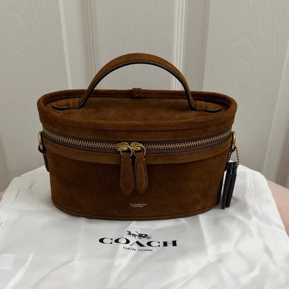 Coach Trail Bag Warm Brown Suede No Straps - Picture 2 of 12